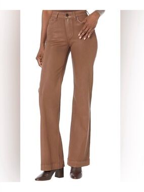 PAIGE LEENAH HIGH-RISE WIDE LEG COATED JEANS IN COGNAC BROWN 29 Boho Western